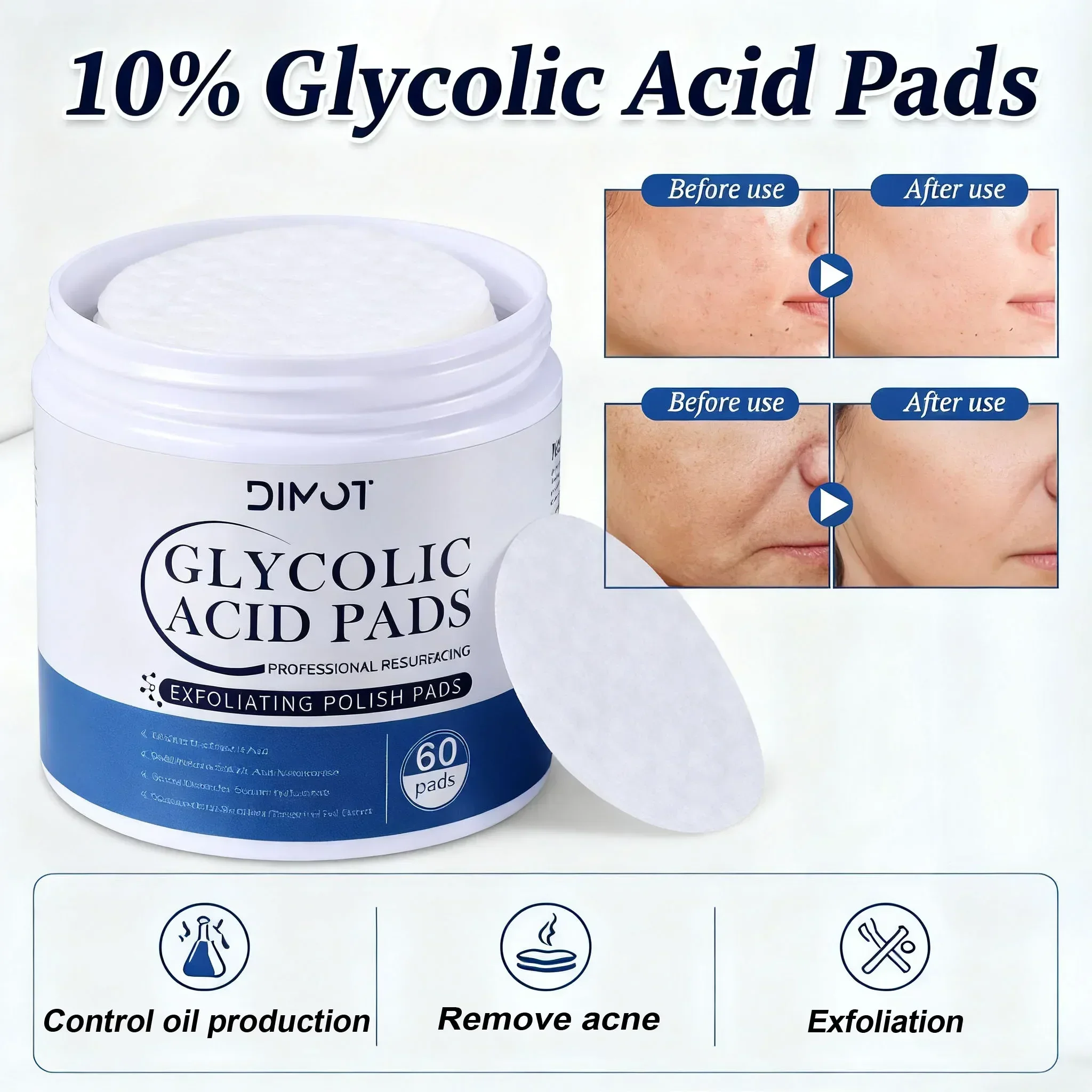 Glycolic Acid Exfoliant - Pore Purifying Glycolic Acid Pads (60